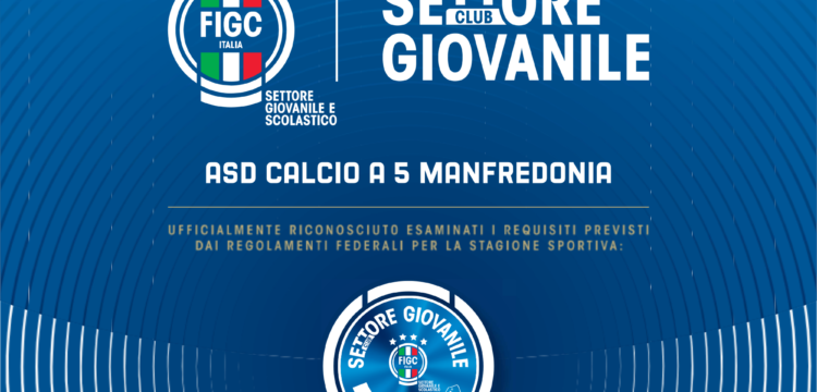 Vitulano Drugstore Manfredonia riconosciuto come Settore Giovanile di Primo Livello